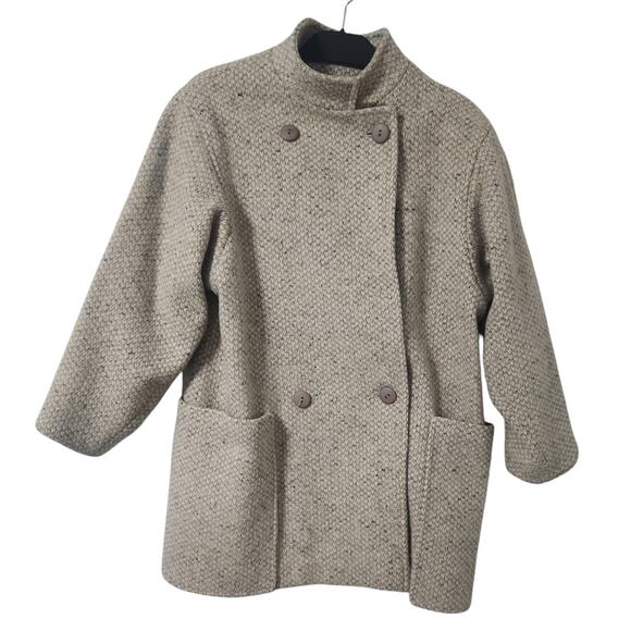 Vintage Ethel Pear For One Up Wool Cream Tweed Coat Made in USAM-L